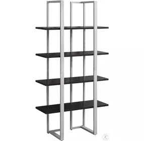 7239 60" Cappuccino And Silver Metal Bookcase