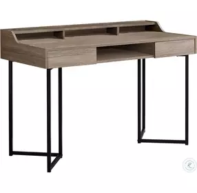Dark Taupe and Black Metal 48" Open Computer Desk