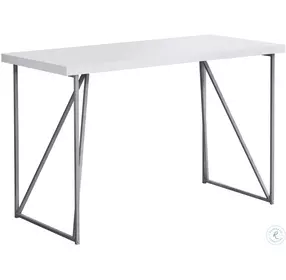 White and Silver Metal 48" Computer Desk
