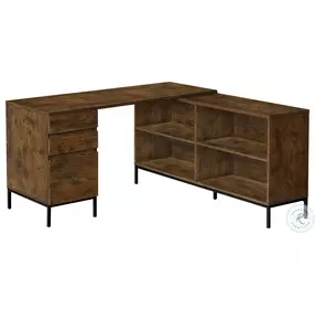 7490 Brown L Shape 60" Computer Desk