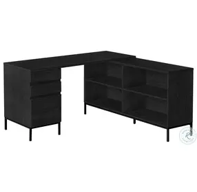 7493 Black L Shape 60" Computer Desk