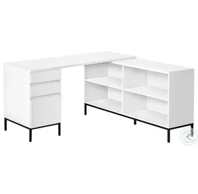 7494 White L Shape 60" Computer Desk
