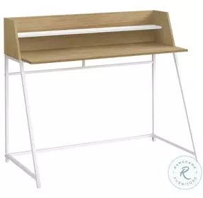 7543 Natural And White Metal 48" Computer Desk With Hutch