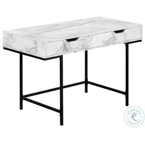 7558 White And Black Metal 2 Drawer 48" Computer Desk