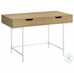 7569 Natural And White Metal 2 Drawer 48" Computer Desk