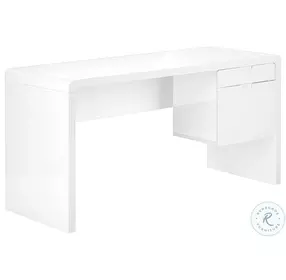 7581 High Glossy White 2 Drawer Computer Desk
