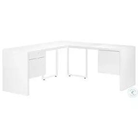 7582 White L Shaped Computer Desk