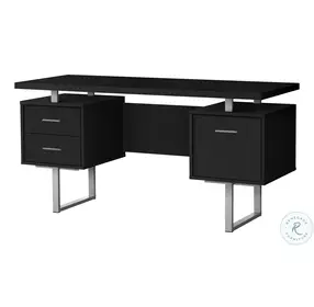 7634 Black And Silver 60" Computer Desk