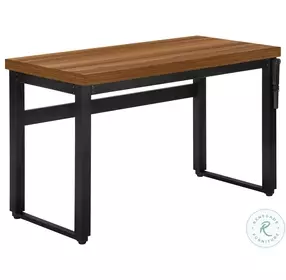 7675 Walnut And Black Adjustable Height Computer Desk
