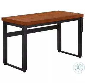 7676 Cherry And Black Adjustable Height Computer Desk