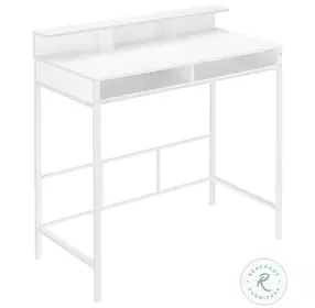 7701 White Computer Desk With Hutch
