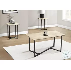 7974P Cream and Black Occasional Table Set of 3