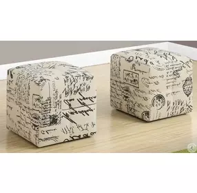 Vintage French Fabric Juvenile Ottoman Set of 2