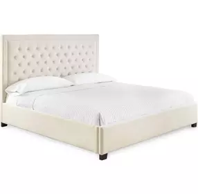 Isadora White Upholstered Queen Platform Bed