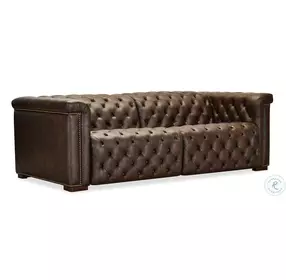 Savion Deux West Saddlewood Leather Loveseat with Power Recliners And Power Headrests