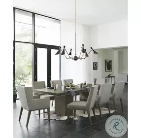 Linea Cerused Charcoal And Textured Graphite Metal Extendable Rectangular Dining Room Set