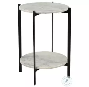 Melanie White Marble And Matt Black Accent Table