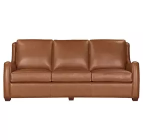 Channing Renaissance Cinnamon Leather 89" Sofa with Nailhead Trim