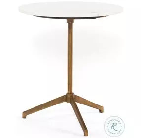 Helen Brass And Polished White End Table