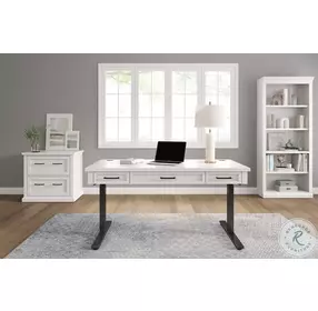 Abby White Adjustable Height Electric Sit Stand Home Office Set