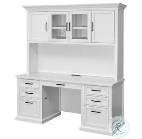 Abby White Credenza with Hutch