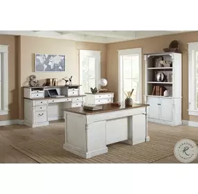 Durham Weathered White 66" Executive Home Office Set