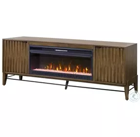 Delray Brown 82" TV Stand with Fireplace