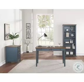 Fairmont Farmhouse Blue Wood Home Office Set