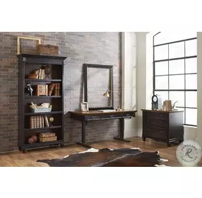 Hartford Distressed Black Electric Adjustable Height Home Office Set