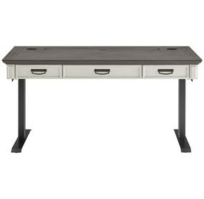 Hartford Antique White And Gray Electric Adjustable Height Adjustable Desk