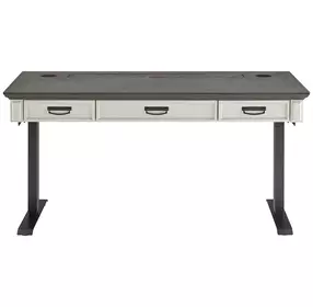 Hartford Antique White And Gray Electric Adjustable Height Adjustable Desk