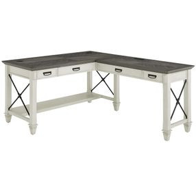 Hartford Antique White And Gray Open L Shaped Desk