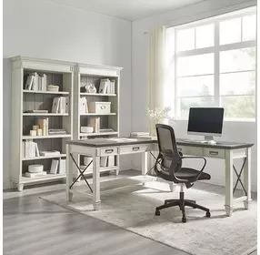Hartford Antique White And Gray Open L Shaped Home Office Set