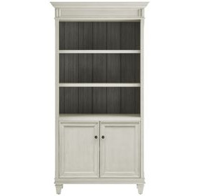 Hartford Antique White And Gray Lower Door Bookcase