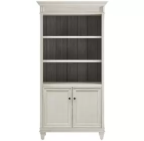 Hartford Antique White And Gray Lower Door Bookcase