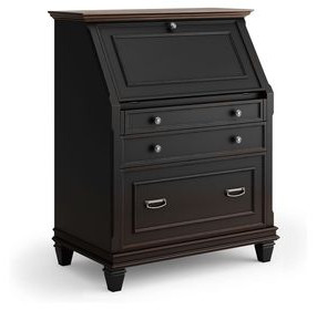 Hartford Black Drop-Lid Secretary Desk