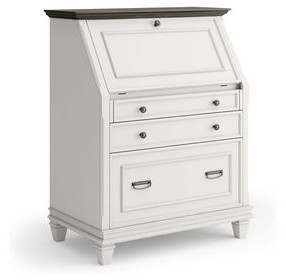 Hartford White Drop-Lid Secretary Desk