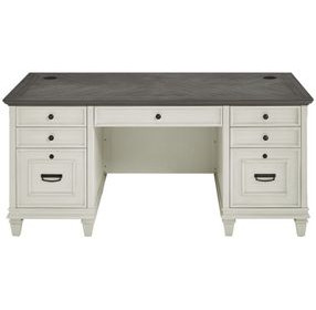 Hartford Antique White And Gray Double Pedestal Desk