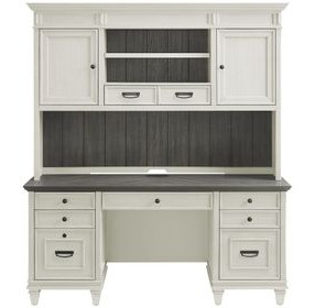 Hartford Antique White And Gray Credenza with Hutch