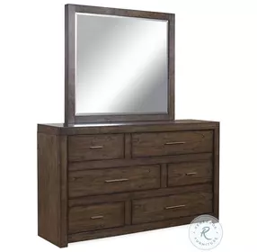 Modern Loft Brownstone 6 Drawer Dresser with Mirror