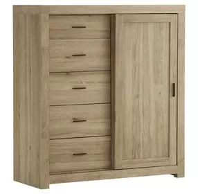 Modern Loft Khaki 6 Drawer Chest with 1 Sliding Door
