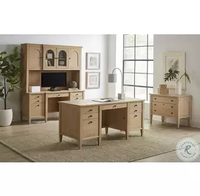 Laurel Unique Natural  Double Pedestal Home Office Set