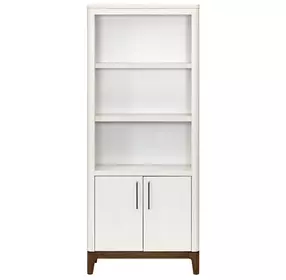 Pomona Soft White Open Bookcase with 2 Doors