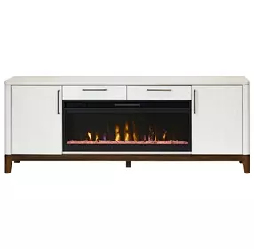 Pomona Soft White 80" TV Stand with Fireplace and LED