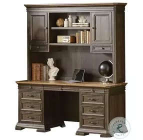 Sonoma Brown Executive Credenza with Hutch