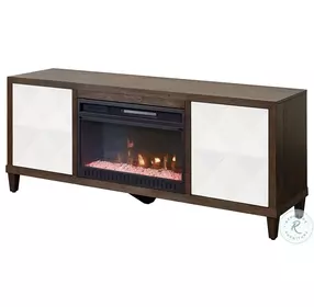 Stellar Brown 65" Door TV Stand with Fireplace