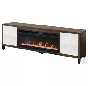 Stellar Brown 81" Door TV Stand with Fireplace