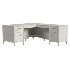 Towne White Double Pedestal L-Desk