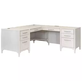 Towne White Double Pedestal L-Desk