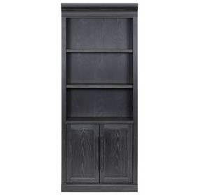 Willow Lane Ebony Black Open Bookcase with 2 Doors
